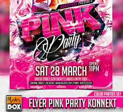 粉色风格的派对海报模板：Flyer Pink Party Konnekt